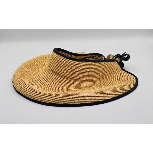 Helen Kaminsk Women's Natural & Black Mita Packable Raffia Visor One Size 2718 - Picture 10 of 14